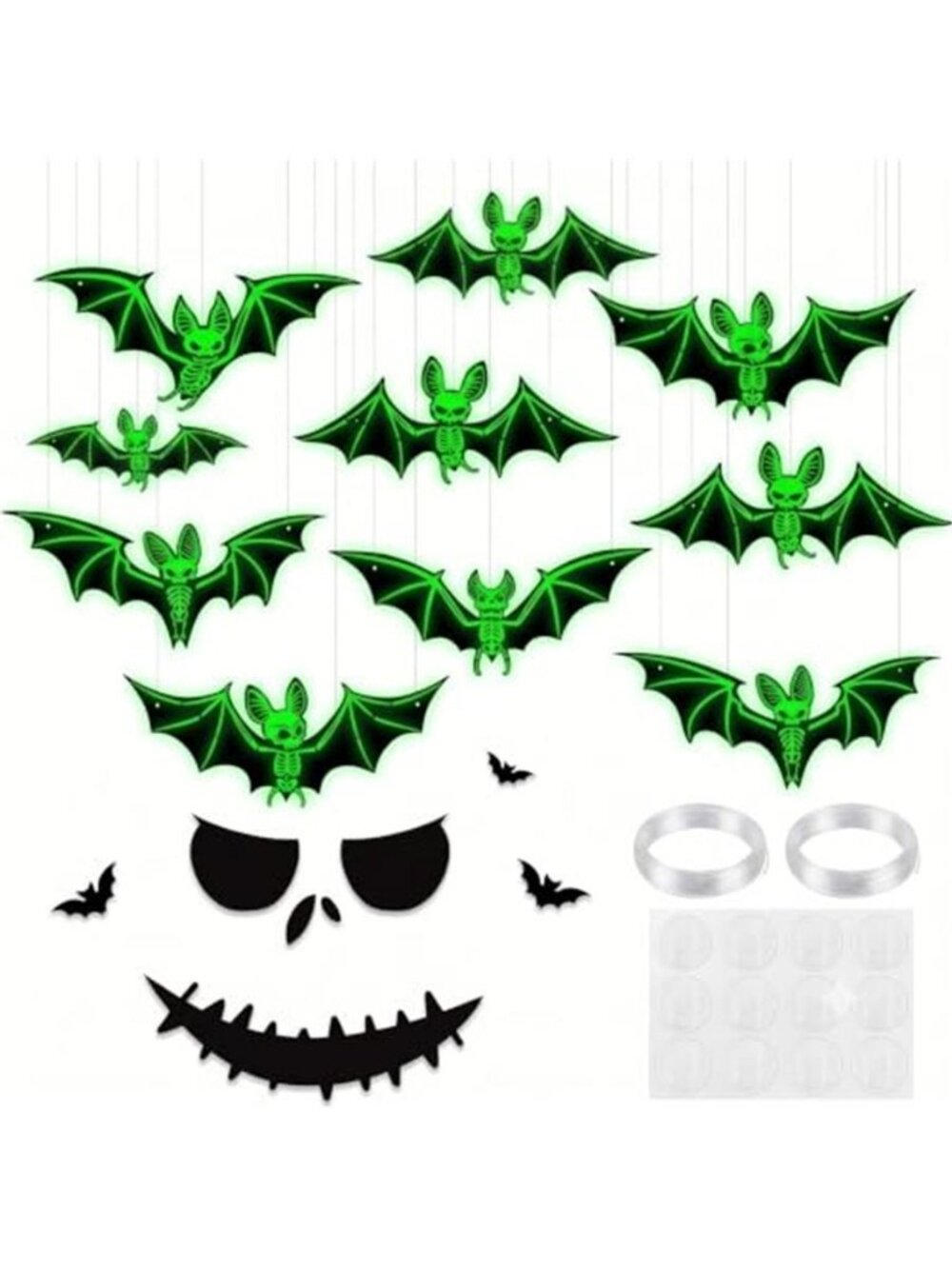 Halloween Outdoor Decorations, Monster Face Door Wall Decor & Bat Set